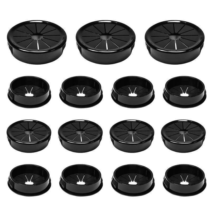 EASYEAH Store 15PCS Cable Grommets, 1-1/2"(38mm) Desk Hole Cover Petal Shaped Buckle Type Nylon Snap Bushing Grommet, Wire Hole Cover Insert for Cables and Cords Management and Protection of Cabinet, Black - Image 1